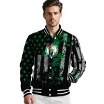 customized boston celtics star stripes green black varsity jacket best selling