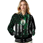customized boston celtics star stripes green black varsity jacket best selling