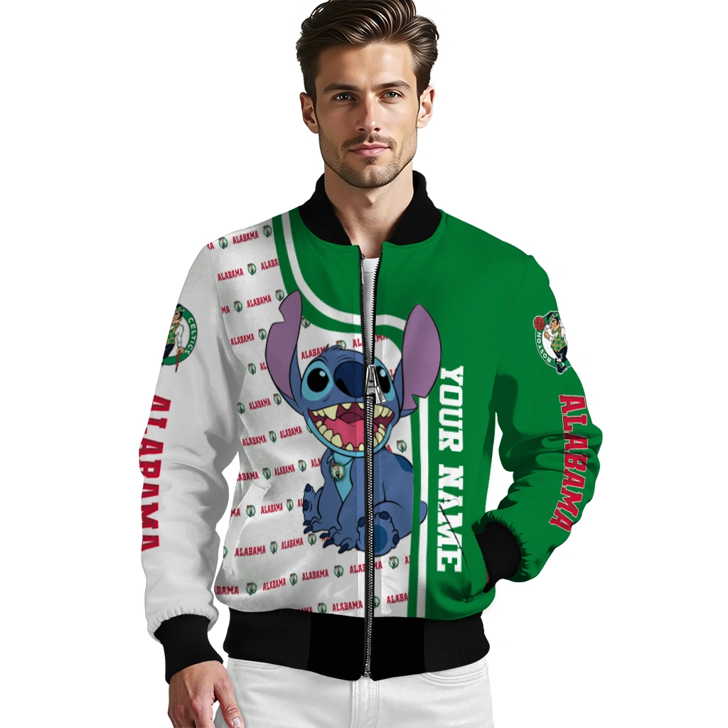 customized boston celtics stitch laughing green bomber jacket high quality customized boston celtics stitch laughing green bomber jacket high quality
