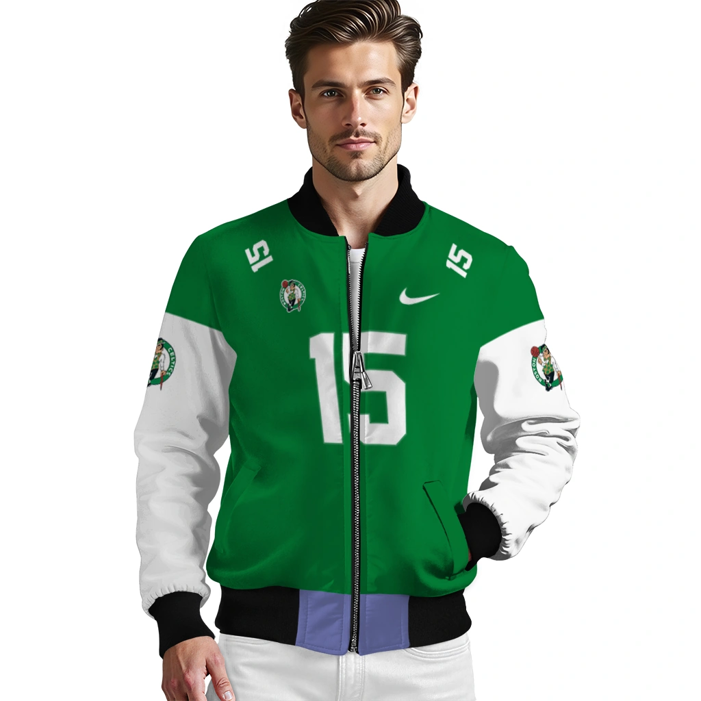 customized boston celtics team patch green bomber jacket high quality customized boston celtics team patch green bomber jacket high quality