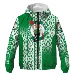 customized boston celtics tribal swirls green windbreaker jacket best selling