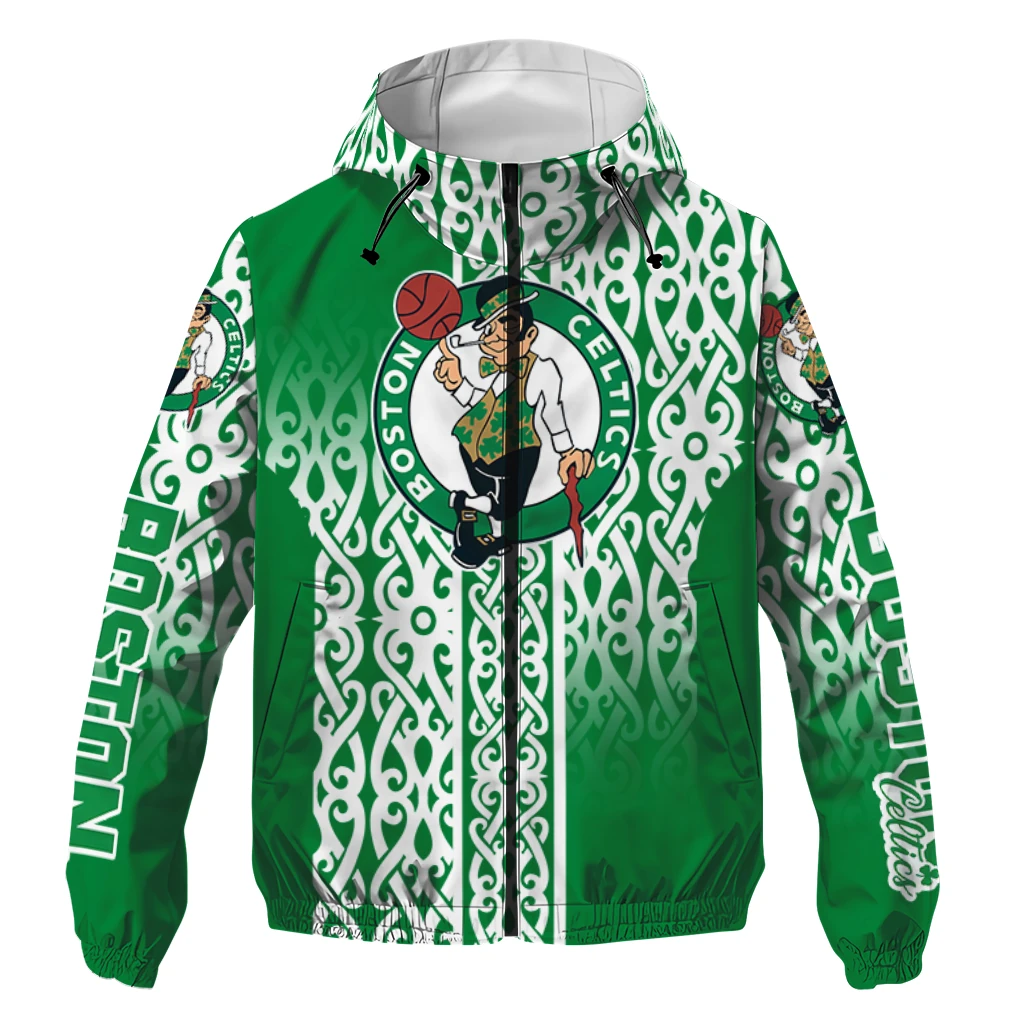 customized boston celtics tribal swirls green windbreaker jacket best selling customized boston celtics tribal swirls green windbreaker jacket best selling