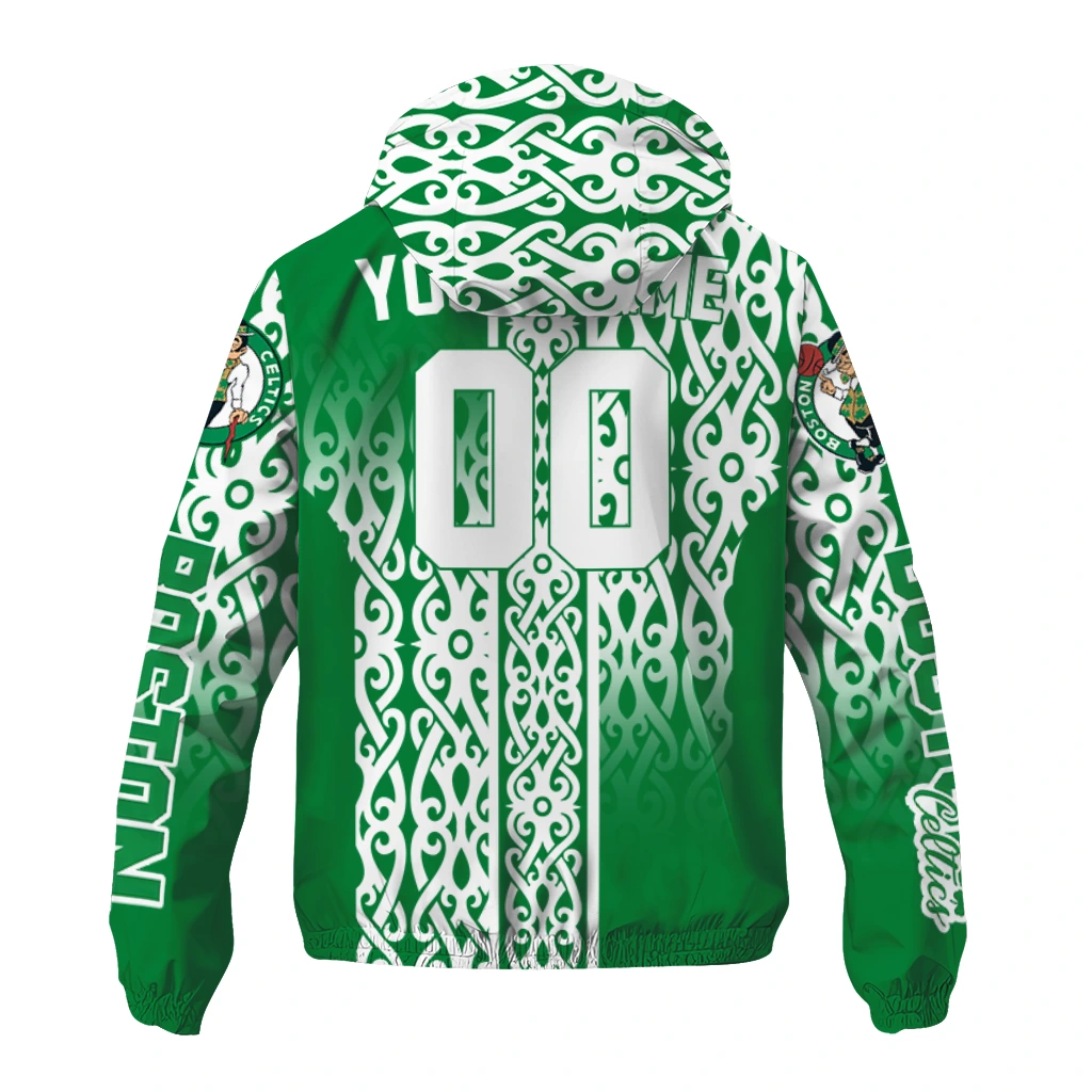 customized boston celtics tribal swirls green windbreaker jacket fashion forward customized boston celtics tribal swirls green windbreaker jacket fashion forward