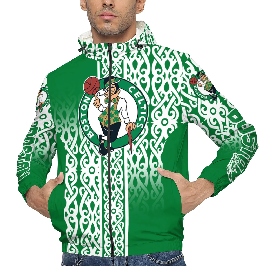 customized boston celtics tribal swirls green windbreaker jacket top rated customized boston celtics tribal swirls green windbreaker jacket top rated