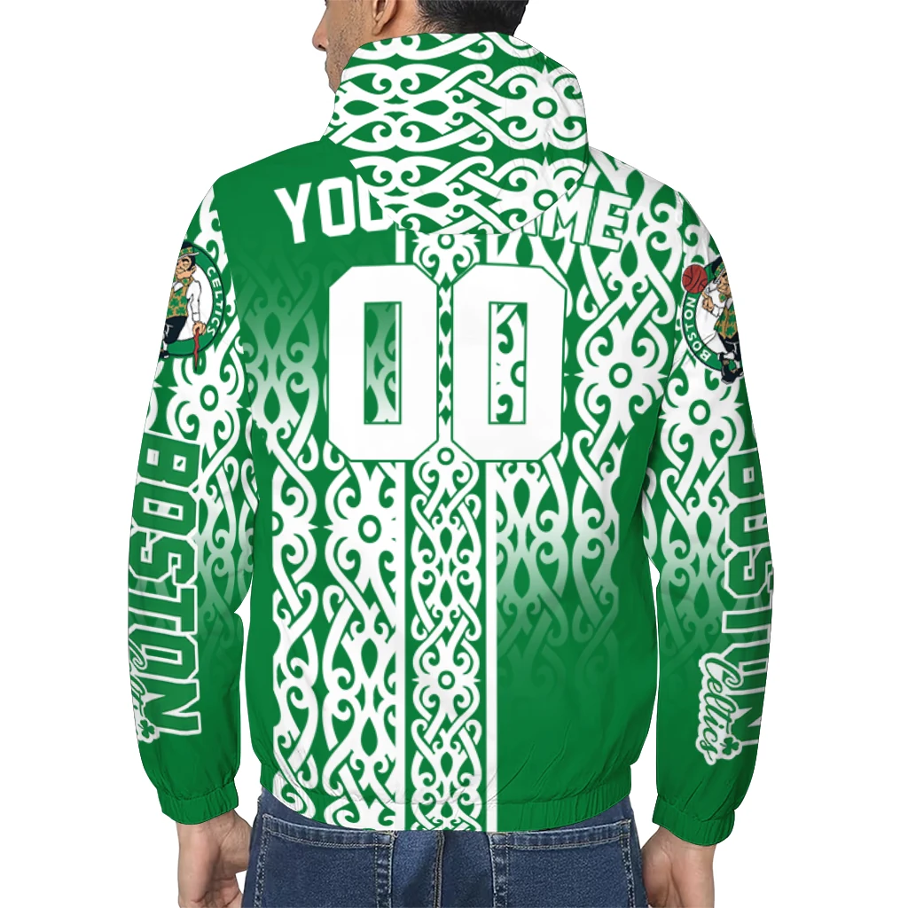 customized boston celtics tribal swirls green windbreaker jacket trendy customized boston celtics tribal swirls green windbreaker jacket trendy