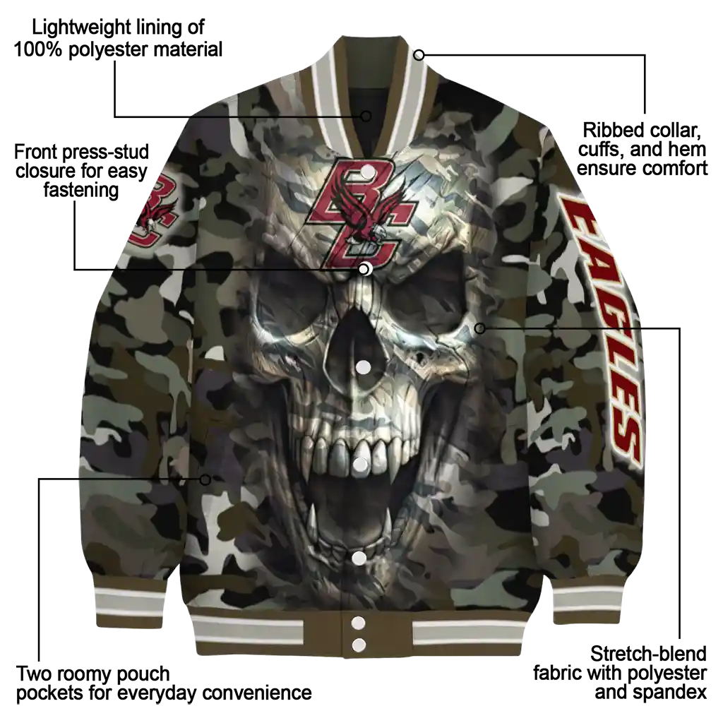 customized boston college eagles camouflage skull camouflage varsity jacket new arrival customized boston college eagles camouflage skull camouflage varsity jacket new arrival
