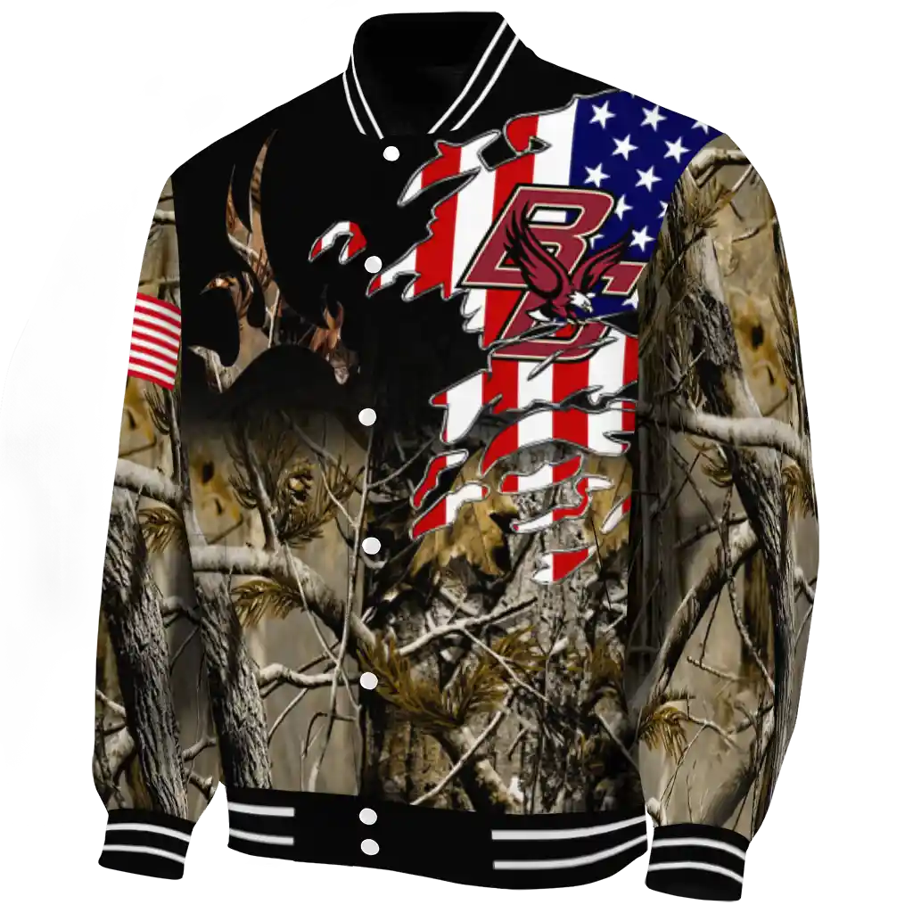 customized boston college eagles patriot deer camouflage varsity jacket best selling customized boston college eagles patriot deer camouflage varsity jacket best selling