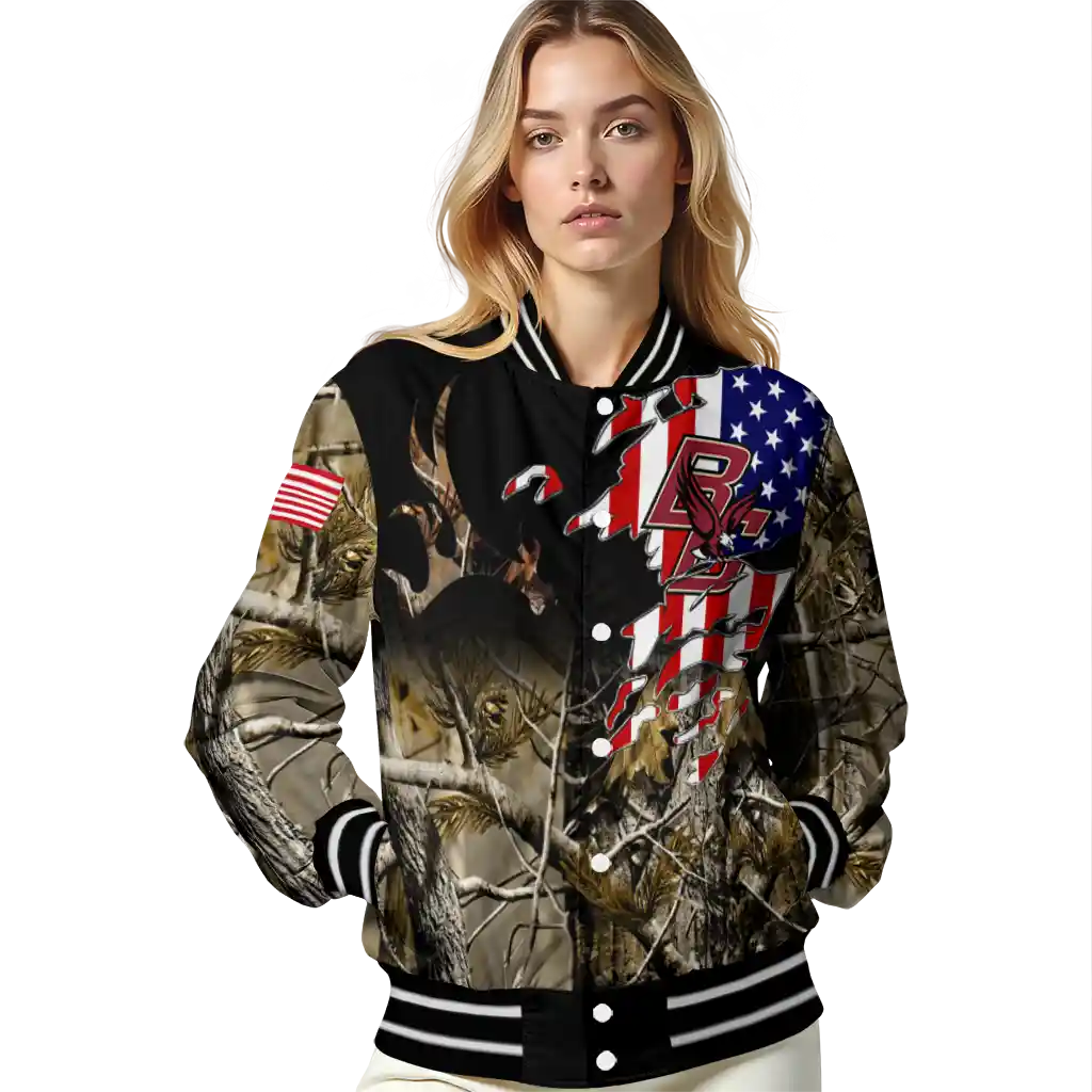 customized boston college eagles patriot deer camouflage varsity jacket latest model customized boston college eagles patriot deer camouflage varsity jacket latest model