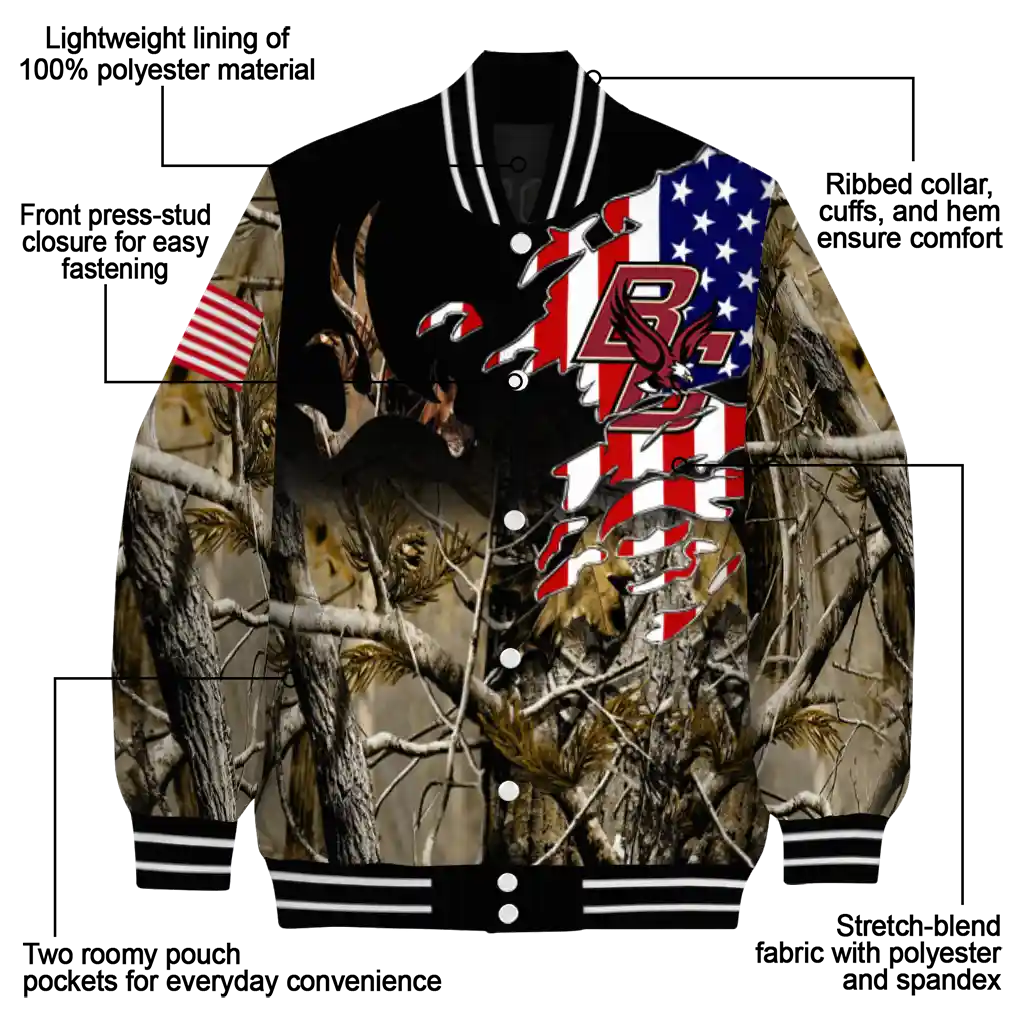 customized boston college eagles patriot deer camouflage varsity jacket new arrival customized boston college eagles patriot deer camouflage varsity jacket new arrival