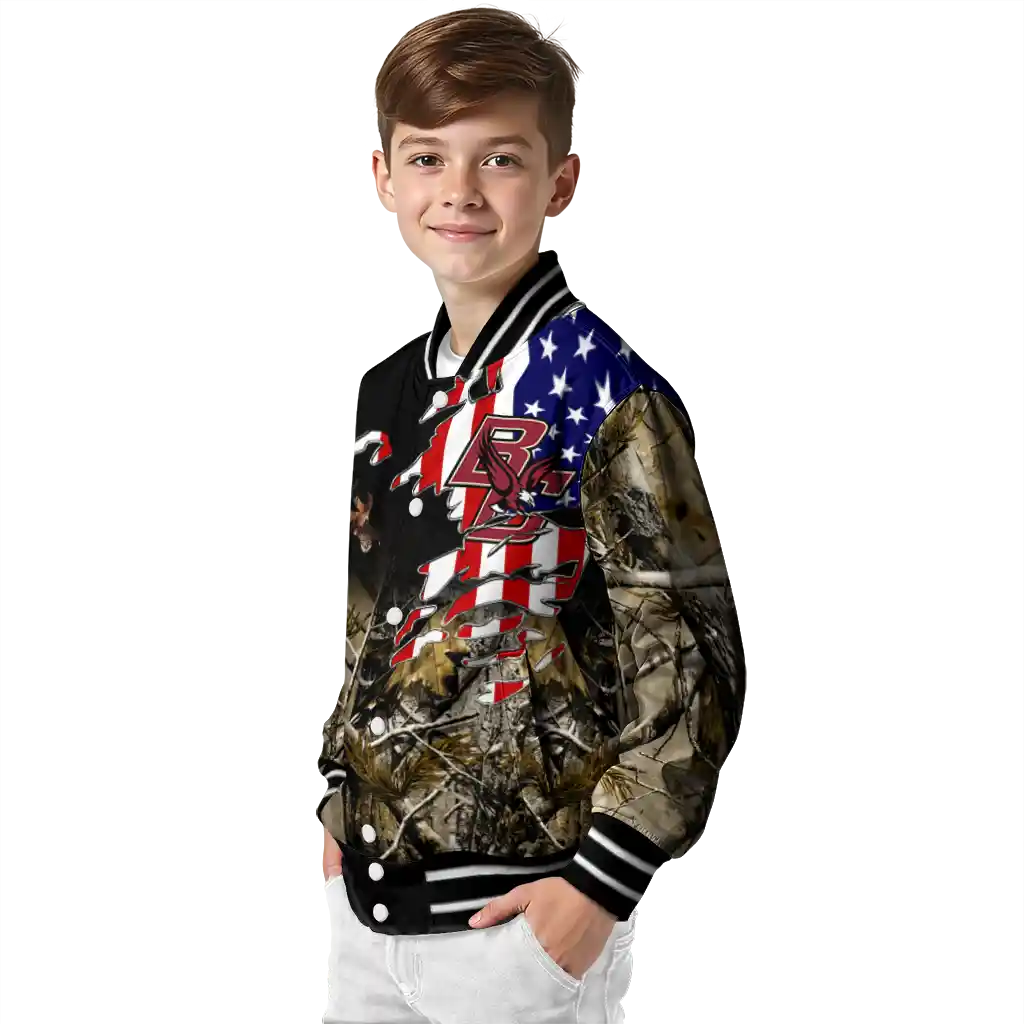 customized boston college eagles patriot deer camouflage varsity jacket trendy customized boston college eagles patriot deer camouflage varsity jacket trendy