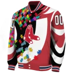 customized boston red sox stars and stripes slashes red varsity jacket best selling