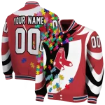 customized boston red sox stars and stripes slashes red varsity jacket best selling