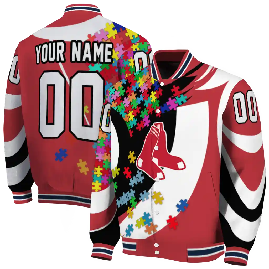 customized boston red sox stars and stripes slashes red varsity jacket fashion forward customized boston red sox stars and stripes slashes red varsity jacket fashion forward