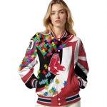 customized boston red sox stars and stripes slashes red varsity jacket best selling