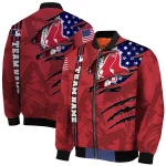 customized boston red sox us flag claws red bomber jacket best selling