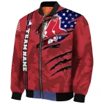 customized boston red sox us flag claws red bomber jacket best selling