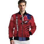 customized boston red sox us flag claws red bomber jacket best selling