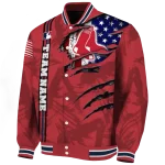 customized boston red sox us flag claws red varsity jacket best selling