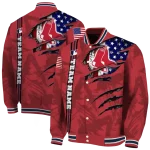customized boston red sox us flag claws red varsity jacket best selling