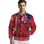 customized boston red sox us flag claws red varsity jacket best selling