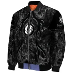 customized brooklyn nets antlers motif black bomber jacket best selling