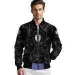 customized brooklyn nets antlers motif black bomber jacket best selling