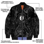 customized brooklyn nets antlers motif black bomber jacket best selling