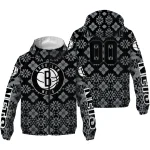 customized brooklyn nets geometric blossom black windbreaker jacket best selling
