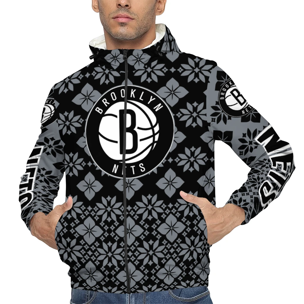 customized brooklyn nets geometric blossom black windbreaker jacket top rated customized brooklyn nets geometric blossom black windbreaker jacket top rated