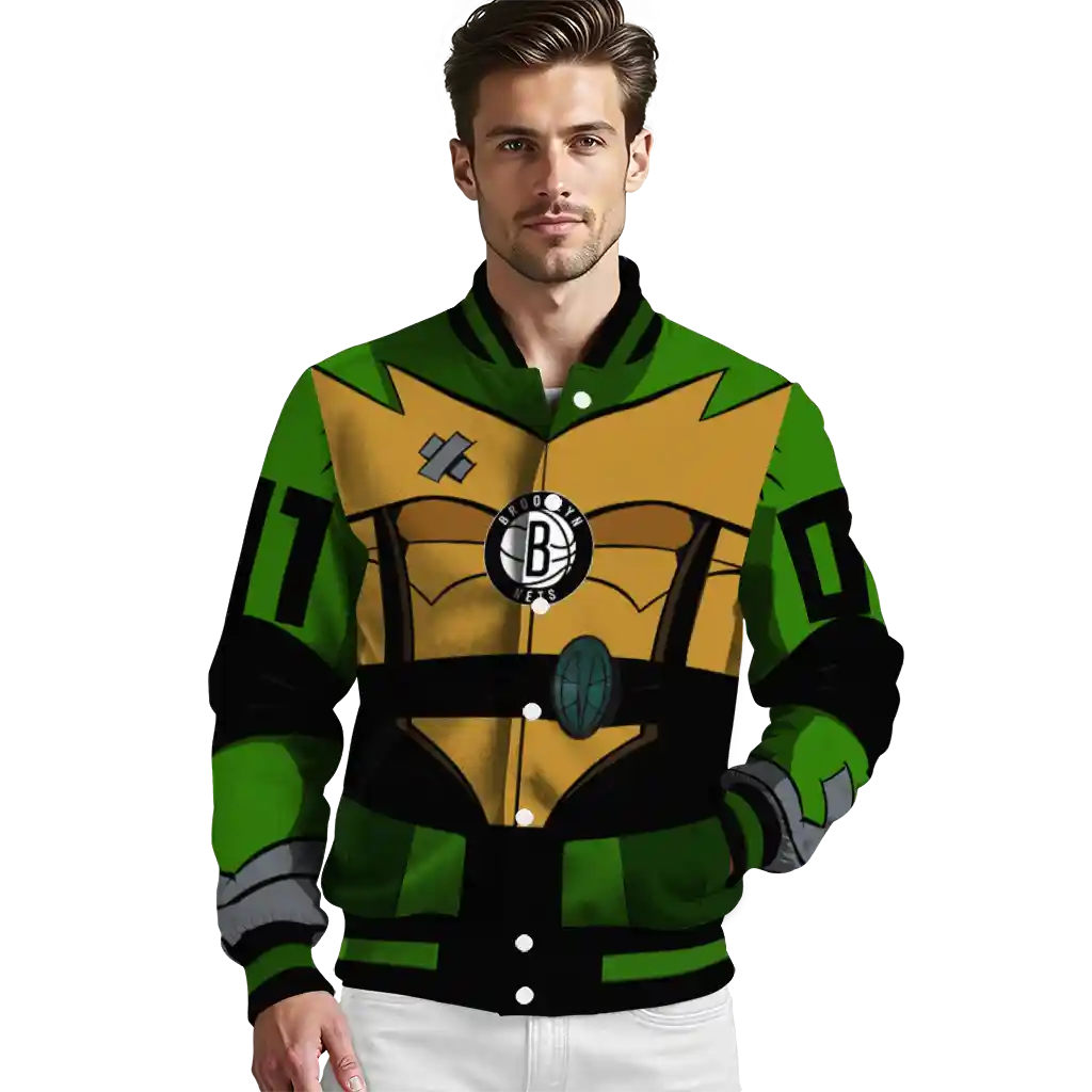 customized brooklyn nets turtle armor varsity jacket high quality customized brooklyn nets turtle armor varsity jacket high quality