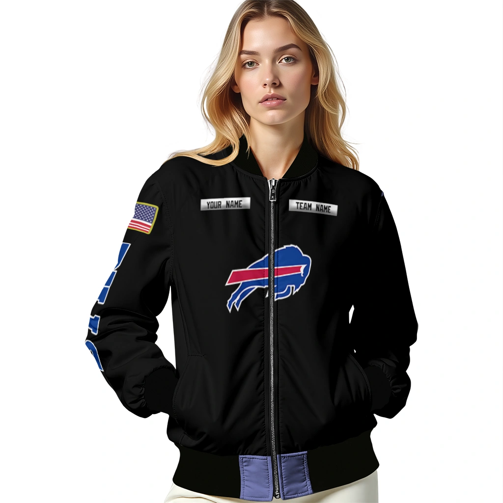 customized buffalo bills american flag skull black bomber jacket latest model customized buffalo bills american flag skull black bomber jacket latest model