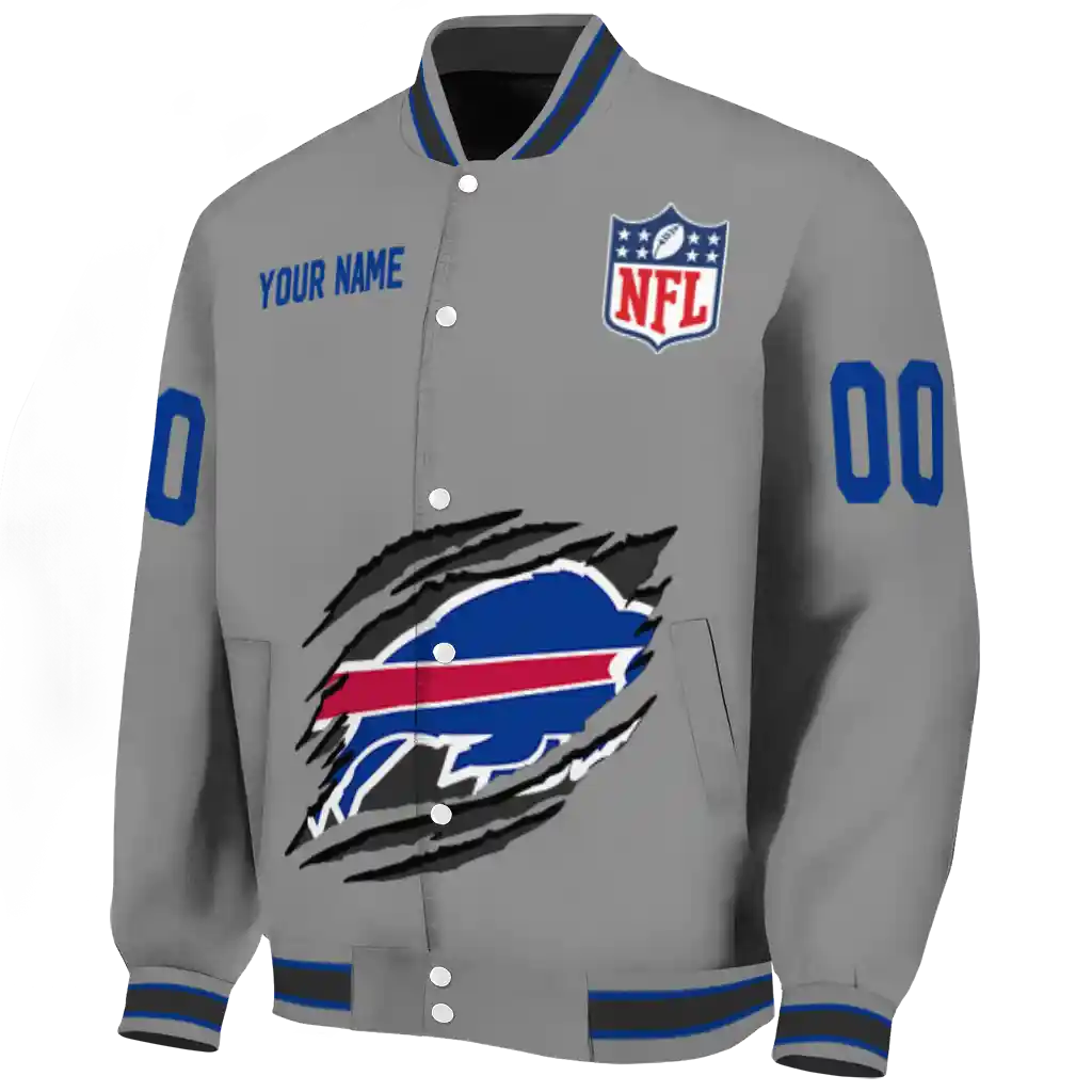 customized buffalo bills claw marking grey varsity jacket best selling customized buffalo bills claw marking grey varsity jacket best selling
