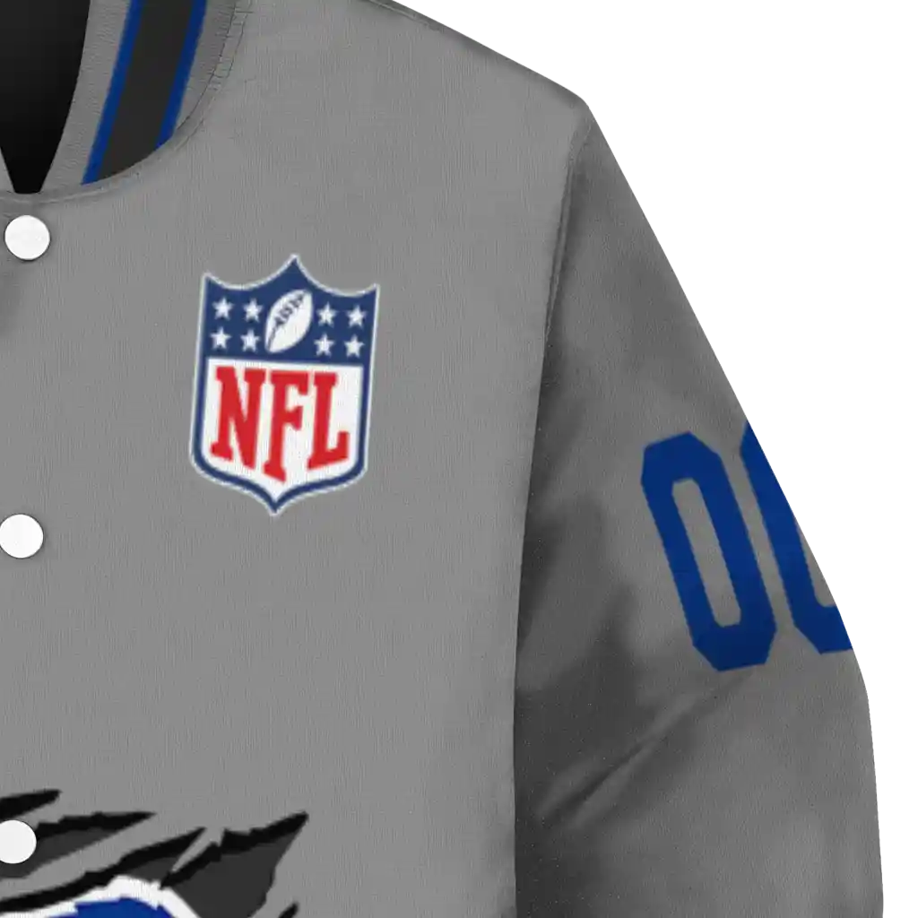 customized buffalo bills claw marking grey varsity jacket premium grade customized buffalo bills claw marking grey varsity jacket premium grade
