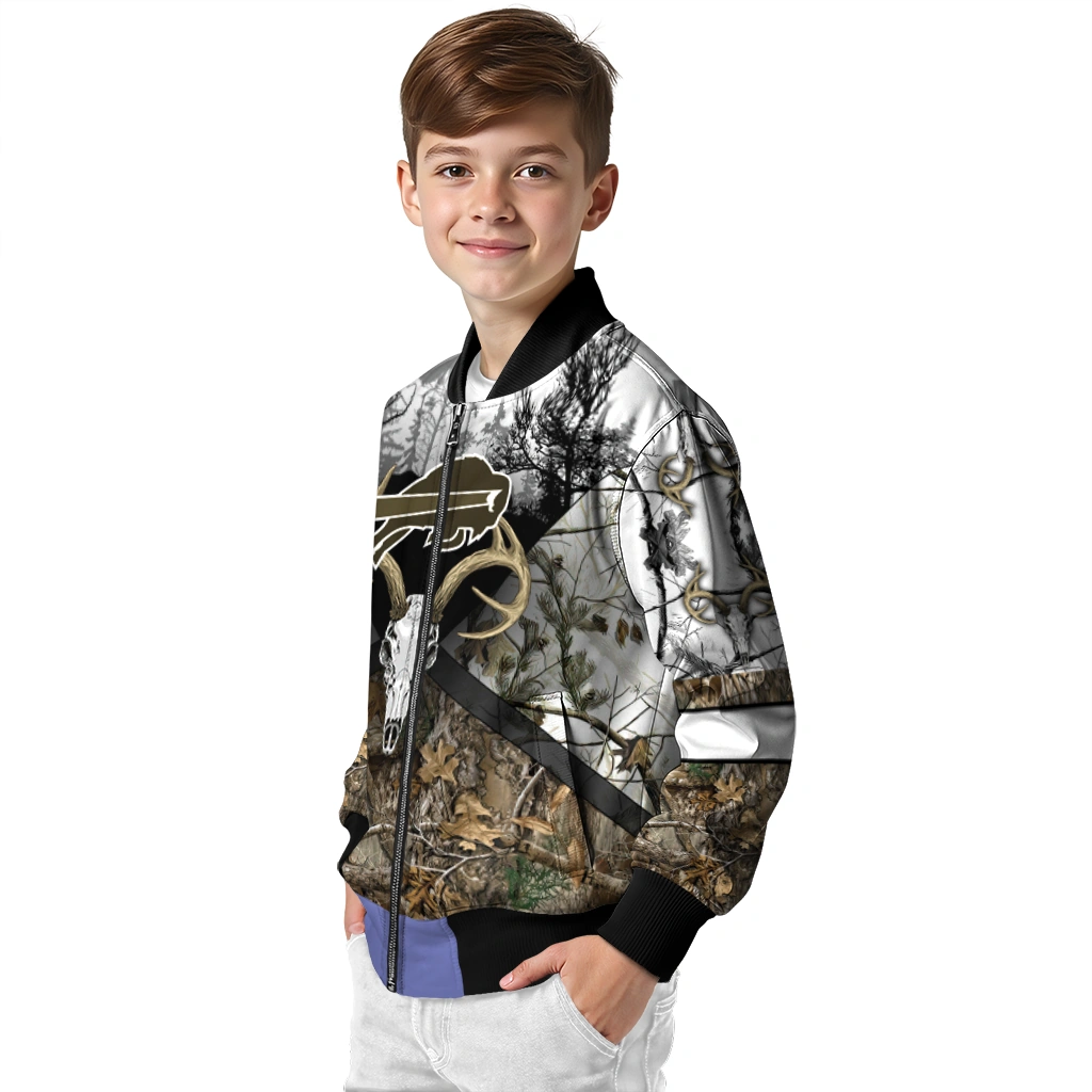 customized buffalo bills deer skull camouflage white bomber jacket trendy customized buffalo bills deer skull camouflage white bomber jacket trendy