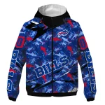 customized buffalo bills shark art blue windbreaker jacket best selling