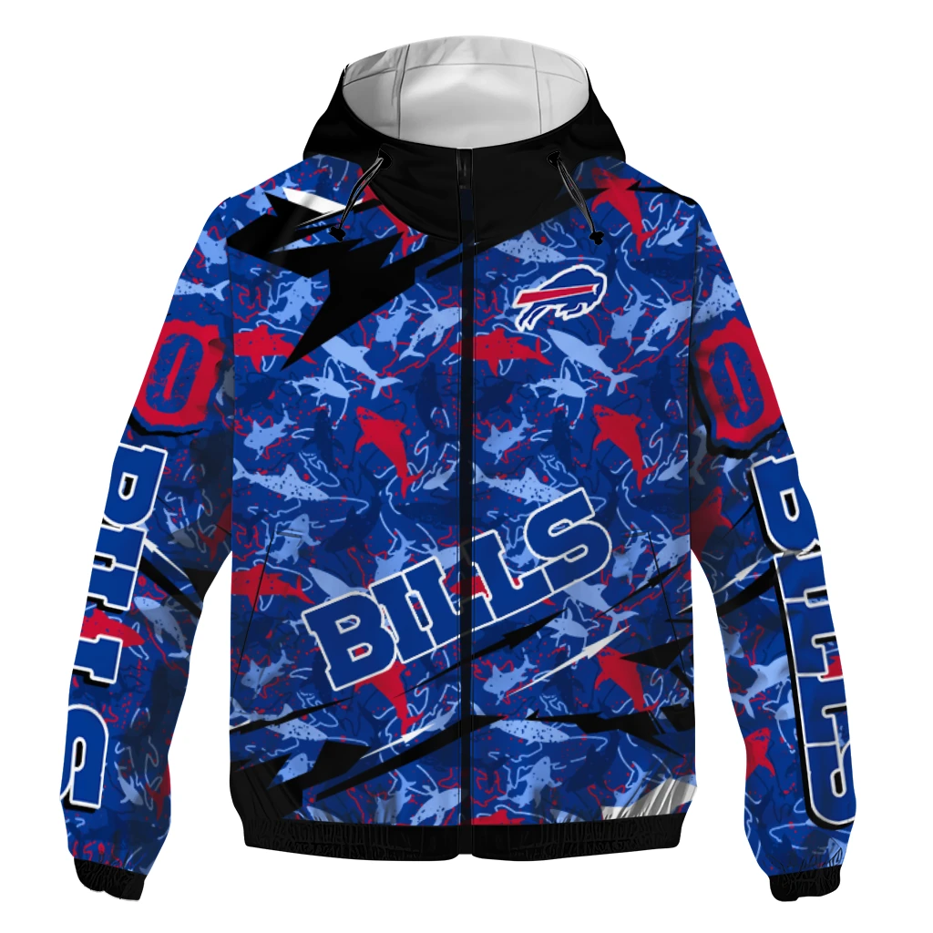 customized buffalo bills shark art blue windbreaker jacket best selling customized buffalo bills shark art blue windbreaker jacket best selling