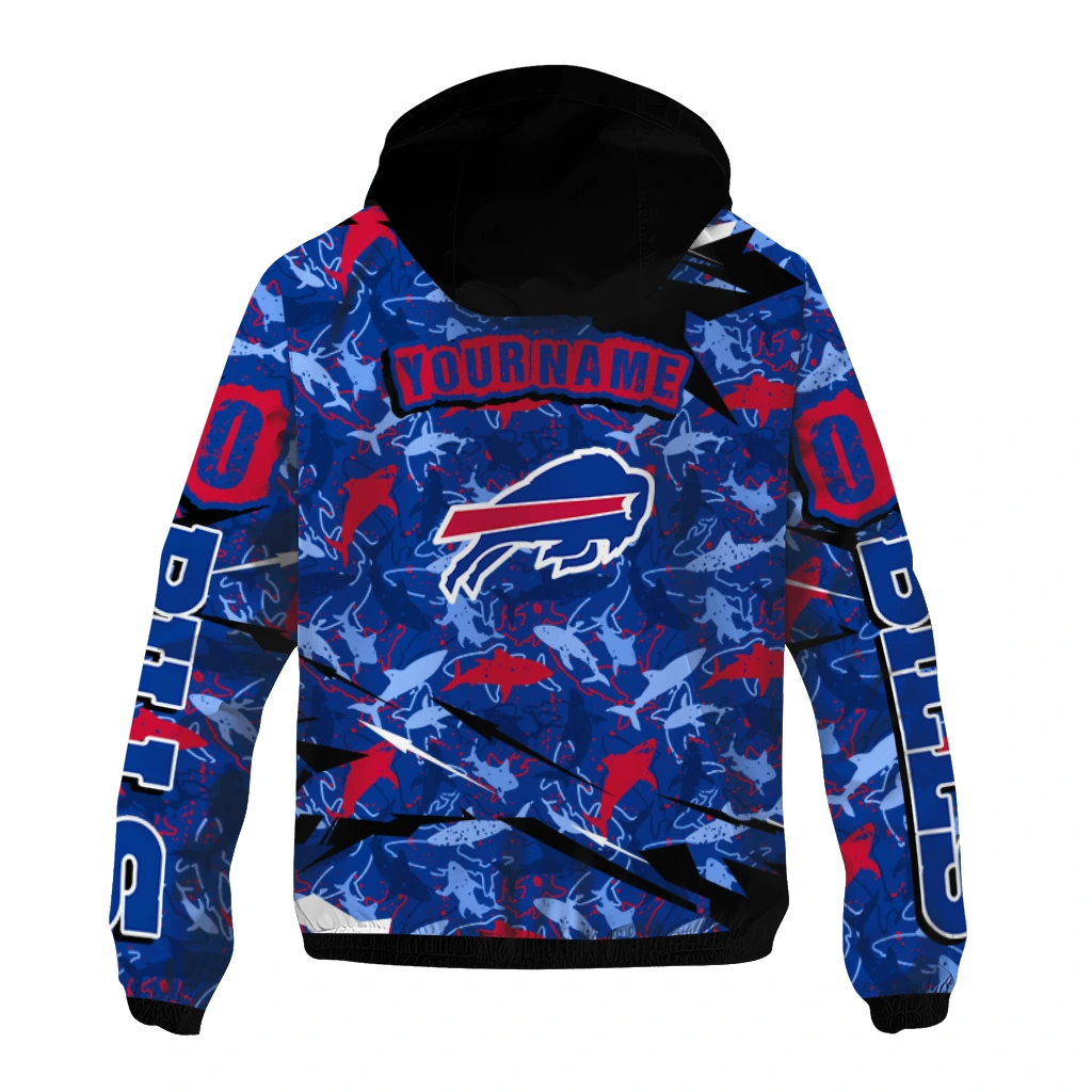 customized buffalo bills shark art blue windbreaker jacket fashion forward customized buffalo bills shark art blue windbreaker jacket fashion forward