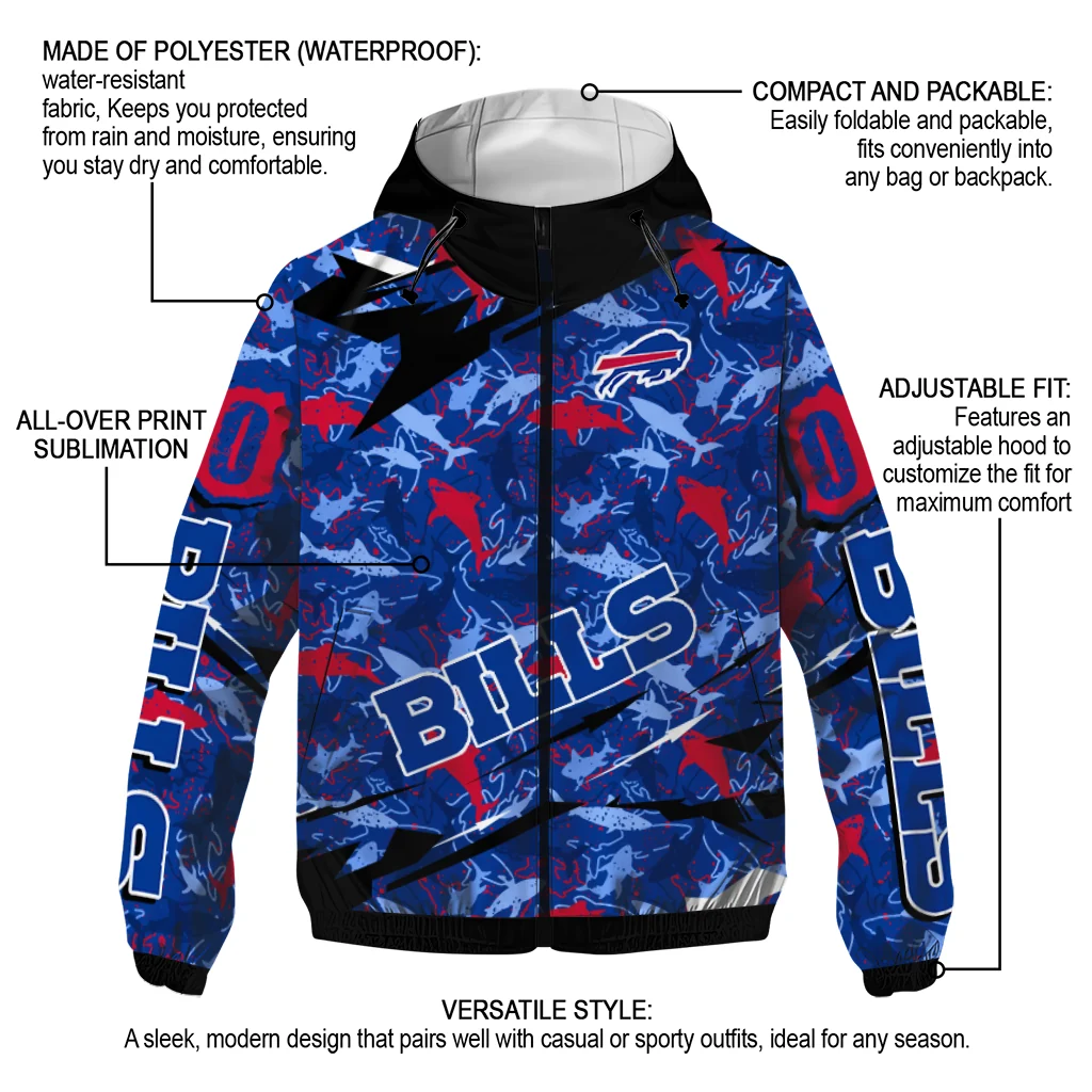 customized buffalo bills shark art blue windbreaker jacket new arrival customized buffalo bills shark art blue windbreaker jacket new arrival