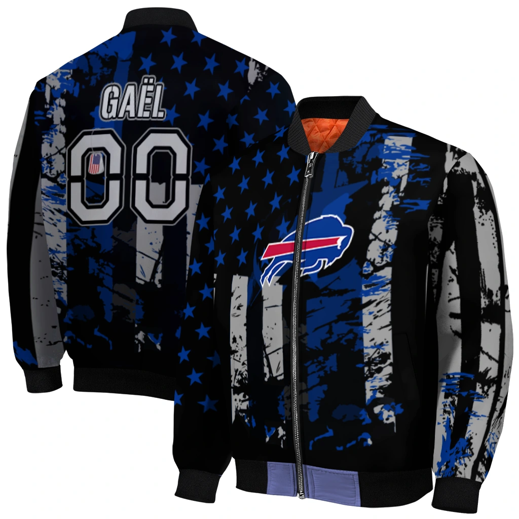 customized buffalo bills star stripes blue black bomber jacket best selling customized buffalo bills star stripes blue black bomber jacket best selling
