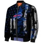 customized buffalo bills star stripes blue black bomber jacket best selling