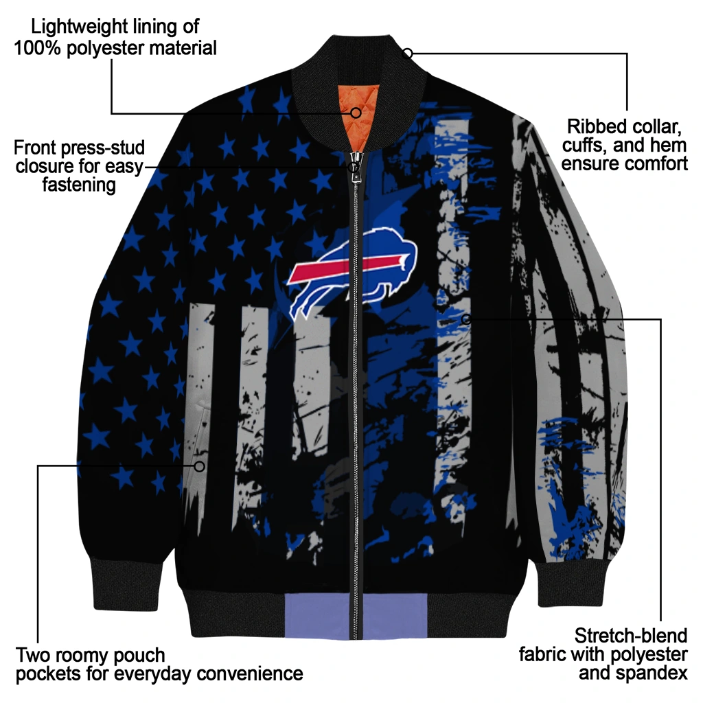 customized buffalo bills star stripes blue black bomber jacket new arrival customized buffalo bills star stripes blue black bomber jacket new arrival