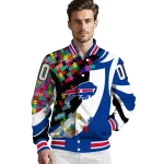 customized buffalo bills stars and stripes slashes blue varsity jacket best selling