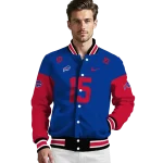 customized buffalo bills team patch blue varsity jacket best selling