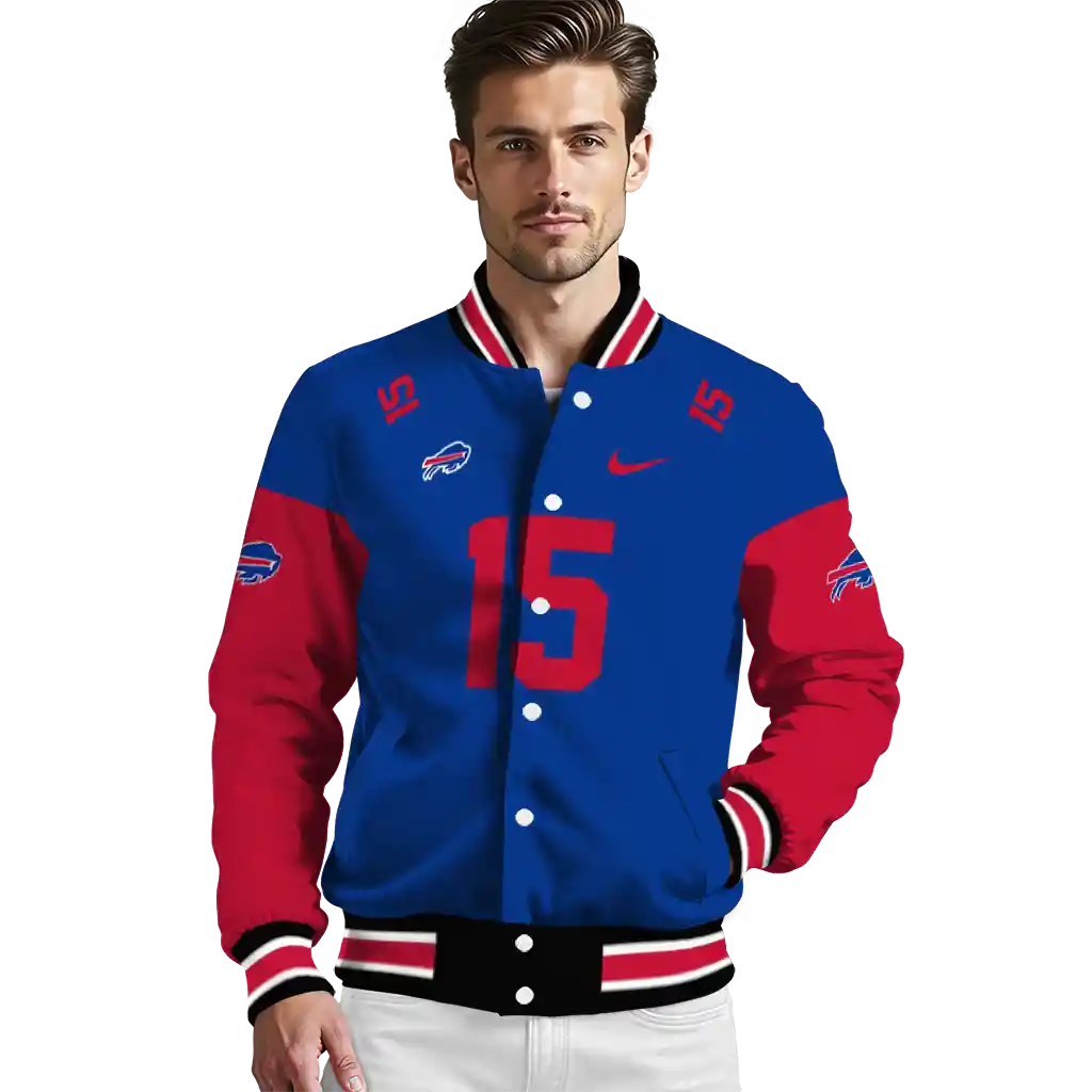 customized buffalo bills team patch blue varsity jacket high quality customized buffalo bills team patch blue varsity jacket high quality