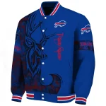 customized buffalo bills tribal deer art blue varsity jacket best selling