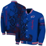 customized buffalo bills tribal deer art blue varsity jacket best selling