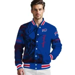 customized buffalo bills tribal deer art blue varsity jacket best selling