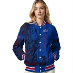 customized buffalo bills tribal deer art blue varsity jacket best selling
