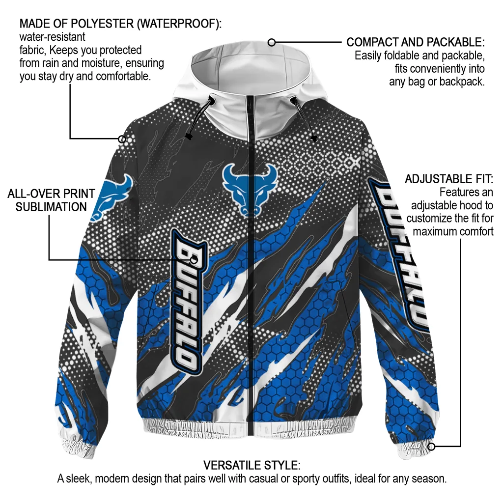 customized buffalo bulls claw mesh royal blue gray windbreaker jacket new arrival customized buffalo bulls claw mesh royal blue gray windbreaker jacket new arrival