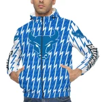 customized buffalo bulls lightning strike grid royal blue windbreaker jacket best selling